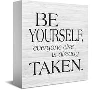NANVIER Be Yourself Everyone Else Is Already Taken Wooden Box Sign Desk Decor, Inspirational Quote Wood Box Sign For Home Office Shelf Table Decoration 5 X 5 Inch