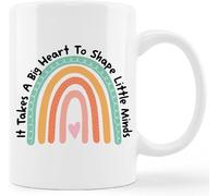 NANVIER Boho Rainbow Mug Cup,It Takes A Big Heart to Shape Little Minds Ceramic Mug-11 Oz Coffee Milk Tea Mug Cup,Inspirational Motivational Gifts for Teachers,Teacher Appreciation Teachers Day Gifts
