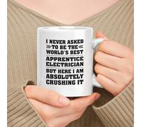 NANVIER Ceramic Coffee Mug Funny Gift for Apprentice Electrician White 11 Oz Ceramic,Present for Coworkers - I Never Ask to Be The World's Best Apprentice Electrician