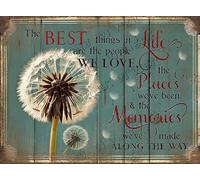 NANVIER Dandelion Decor The Best Things in Life Garden Sign, Aluminum, 5.5x8 Inches Metal Sign