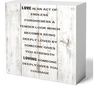 NANVIER Decor For Desk Love Is An Act Of Endless Forgiveness A Tender Look Which Becomes Being Deeply Loved Wood Box Sign 5 X 5 Inches Wooden Block Signs For Home Office Bedroom And Table Decor