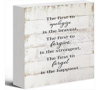 NANVIER Decor For Home Office Desk The First To Apologize Is The Bravest The First To Forgive Is The Strongest Wood Box Sign For Home Office Desk Shelf Table Decoration 5 X 5 Inches