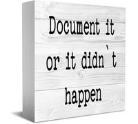 NANVIER Document It Or It Didn't Happen Wooden Box Sign Decorative Funny Bathroom Wood Box Sign Home Decor Rustic Farmhouse Square Desk Decor Sign For Shelf 5 X 5 Inches