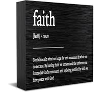 NANVIER Faith Definition Funny Home Office Decor Wooden Box Sign Rustic Decorative Office Desk Wood Plaque Farmhouse Office Wood Table Sign 7x7 in
