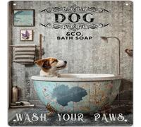 NANVIER Funny Bathroom Tin Sign, Dog Wall Decor, Home Farmhouse Hotel Man Cave Bathroom Wall Art Retro Decor Vintage Metal Square Tin Sign Unique Powder Room, Nostalgic Sign 30x30 cm