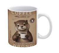 NANVIER Funny Coffee Mug - Otter Decor Coffee Because Murder is Wrong Mug - 330 ml / 11 oz White Ceramic Cup - Tea Cup for Xmas Party