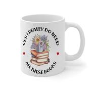 NANVIER Funny Coffee Mug Yes I Really Do Need All These Books Coffee Tea Mug Bookish Gifts Librarian Bookworms Glossy Ceramic Mugs Mock Up Gifts for Mom Him Family Married Couples 11oz White