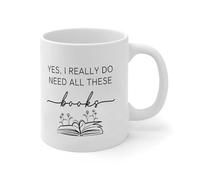 NANVIER Funny Coffee Mugs Yes I Really Do Need All These Books Coffee Tea Cups Bookaholic Bookish Book Nerd Gifts Modern Ceramic Mugs Mock Up Gifts for Dad Him Female Married Couples 11oz White