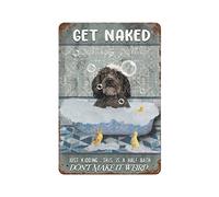 NANVIER Get Naked Just Kidding This is A Half Bath Black Poodle Dog Vintage Tin Sign Dog Lover Gift Bathroom Decor Plate Plaque Metal Tin Sign Birthday Housewarming Gift 5.5x8 Inch