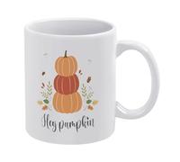 NANVIER Hey Pumpkin Fall Pumpkin Coffee Mug Christmas Ceramic Coffee Mugs Gifts from Daughter Unique 11oz Ceramic Cup Gift from Daughter - Gift for Mom White Mug