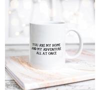 NANVIER Inspirational Quotes Funny Coffee Mug You are My Home & Adventure All at Once Ceramic Coffee Mug 11 Oz Coffee Mug Tea Cup White Gift for Women Men