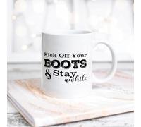 NANVIER Kick Off Your Boots and Stay Awhile Paintings Ceramic Coffee Mug 11oz Novelty White Coffee Mug Tea Milk Juice Christmas Coffee Cup Gifts for Girlfriend Boyfriend Man Women