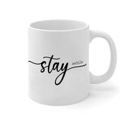 NANVIER Stay Awhile Coffee Mugs 11oz Scripture Artwork Personalised Coffee Cups House Warming Gifts New Home Ceramic White