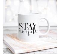 NANVIER Stay Awhile Funny White Ceramic Coffee Mug 11oz Sayings Motivational Coffee Cup Tea Milk Juice Mug Novelty Gifts for Family Friends