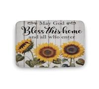 NANVIER Sunflower May God Bless This Home And All Who Enter Bath Mat for Bathroom, Bathroom Mats Rugs No Slip,Washable Cover Floor Rug Carpets Floor Mat Bathroom Decorations 20x32 Inches - A006