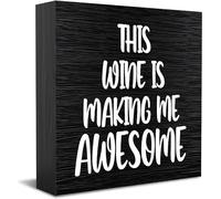 NANVIER This Wine Is Making Me Awesome Wooden Box Sign Decorative Wood Box Sign Home Bedroom Decor Rustic Square Desk Decor Sign For Shelf 5 X 5 Inches