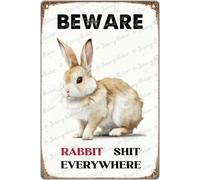 NANVIER Vintage Rustic Shabby Chic Aluminum Tin Sign 15x20 cm Beware Rabbit Shit Everywhere Funny Wall Decor