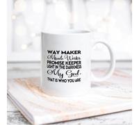NANVIER White Mug Way Maker Miracle Worker Promise Keeper Light in The Darkness My God,That is Who You are Ceramic Cup Coffee Mug with Quotes White Tea Cup Gift 11 Oz