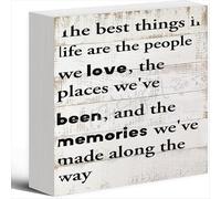 NANVIER Wood Sign The Best Things In Life Are The People We Love The Places We'Ve Been Wood Box Sign 5 X 5 Inches Wooden Block Signs For Home Office Bedroom And Table Decor