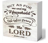 NANVIER Wooden Sign But As For Me And My Household We Will Serve The Lord Wood Box Sign For Home Office Desk Shelf Table Decoration 5 X 5 Inches