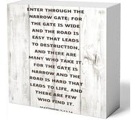 NANVIER Wooden Sign Enter Through The Narrow Gate Wood Box Sign For Home Office Desk Shelf Table Decoration 5 X 5 Inches