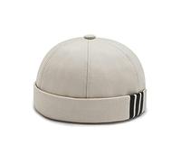 Nanwansu Dome Brimless Docker Cap Sailor Beanie Cap Visorless Hat for Men & Women Beige