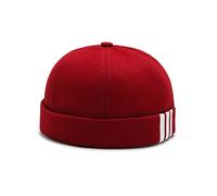 Nanwansu Dome Brimless Docker Cap Sailor Beanie Cap Visorless Hat for Men & Women Red