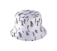 Nanwansu Packable Reversible Printed Bucket Hat Unisex for Women Beach Fisherman Cap White