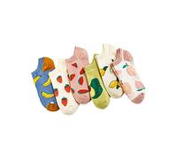 Nanwansu Short Fruit Embroidered Ankle Socks Low Colorful Cut Socks for Women, 6 Pack