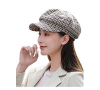 Nanwansu Women's Newsboy Cap Retro Plaid Octagonal Hat Outdoor Sun Hats Casual Cap Painter Hat for Women Paperboy Beret Caps Beige