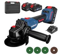 NANWEI 125mm Angle Grinder Cordless Brushless,3 Variable Speed Angle Grinder,2Pcs 4.0Ah 20V Batteries,Max 9800rmp,4Pcs Discs for Cutting Grinding Polishing (with Batteries)