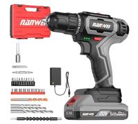 NANWEI Cordless Drill, 30N.m 25 Torque Setting Electric Power Drill 2 Speed with 27Pcs Bits, Power Tools Set for Home and Garden DIY Project (with One Battery)