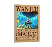 NANXIANG Anime ONE PIECE Wanted Poster Marco Canvas Wall Art Prints Poster Photo Picture Painting Posters Room Decor 08x12inch(20x30cm)