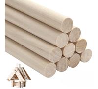 NANXJIUR 10 Pcs Wooden Dowel Rods Round Wood Dowels, 1.2x30cm Unfinished Hardwood Sticks, Macrame Dowel Wooden Sticks for Craftfor Arts and DIYers, Tiered Cake Support and Wedding Ribbon Wands Dowels