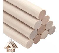 NANXJIUR 10 Pcs Wooden Dowel Rods Sticks Round Wood Dowels, 1.6x30cm Unfinished Hardwood Sticks, Macrame Dowel Wooden Sticks for Craftfor Arts and DIYers, Tiered Cake Support and Wedding Ribbon Wands