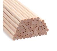 NANXJIUR 50 Pcs Wooden Dowel Rods Sticks 6x300mm Round Wood Dowels, Unfinished Hardwood Sticks, Macrame Dowel Wooden Sticks for Craftfor Arts and DIYers, Tiered Cake Support and Wedding Ribbon Wands
