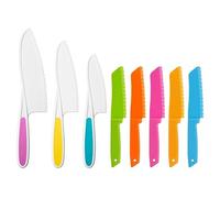 NANXJIUR 8 PCS Kids Kitchen Knives Set Children's Plastic Nylon Knifen Toddler Safety Cooking Knife Set Knives Serrated Edges Reusable Kids Knives with Crinkle Cutter, Fruit Cutters Shapes
