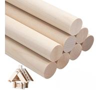 NANXJIUR 8 Pcs Wooden Dowel Rods Round Wood Dowels, 1.9x30cm Unfinished Hardwood Sticks, Macrame Dowel Wooden Sticks for Craftfor Arts and DIYers, Tiered Cake Support and Wedding Ribbon Wands Dowels