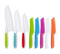 NANXJIUR 8PCS Kids Kitchen Knives Set Children's Plastic Nylon Knifen Toddler Safety Cooking Knife Set Knives Serrated Edges Reusable Kids Knives with Crinkle Cutter, Fruit Cutters Shapes