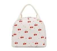 Nanxson Cute Corduroy Insulated Packed Lunch Bag, Reuseable Portable Lunch Box with Cooler Capacity for School Work Travel Beach Daily Use for Girls Teens Adult (9.8L,A-Red Cherry)
