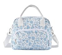 Nanxson Insulated Lunch Bag 12L Large Capacity Reusable Lunch Box Cute Corduroy Cooler Tote Bags Soft Cooling Tote for Work Picnic or Travel for Women Men(12L,Blue Flower)