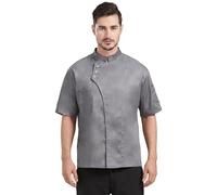 Nanxson Long Sleeve Chef Jacket Black Chef Coat with Stand Collar | Professional Chefs Clothing, Catering Uniform for Chefs, Cooks, and Kitchen Staff
