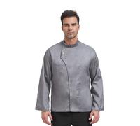 Nanxson Long Sleeve Chef Jacket Black Chef Coat with Stand Collar | Professional Chefs Clothing, Catering Uniform for Chefs, Cooks, and Kitchen Staff