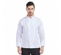 Nanxson Long Sleeve Chef Jacket Black Chef Coat with Stand Collar | Professional Chefs Clothing, Catering Uniform for Chefs, Cooks, and Kitchen Staff
