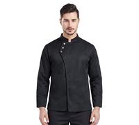 Nanxson Long Sleeve Chef Jacket Black Chef Coat with Stand Collar | Professional Chefs Clothing, Catering Uniform for Chefs, Cooks, and Kitchen Staff