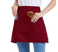 Nanxson Short Waist Apron with Pocket Black Chefs Waiters Cooks Bar Apron for Kitchen Restaurant Waitress