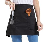 Nanxson Short Waist Apron with Pocket Black Chefs Waiters Cooks Bar Apron for Kitchen Restaurant Waitress