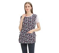 Nanxson Women Cobbler Apron Vest, Sleeveless Print Chef Apron with 2 Pockets Adjustable Side Ties for Cleaning Catering Cooking CF3187