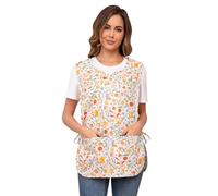 Nanxson Women Cobbler Apron Vest, Sleeveless Print Chef Apron with 2 Pockets Adjustable Side Ties for Cleaning Catering Cooking CF3187