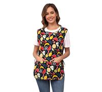 Nanxson Women Cobbler Apron Vest, Sleeveless Print Chef Apron with 2 Pockets Adjustable Side Ties for Cleaning Catering Cooking CF3187